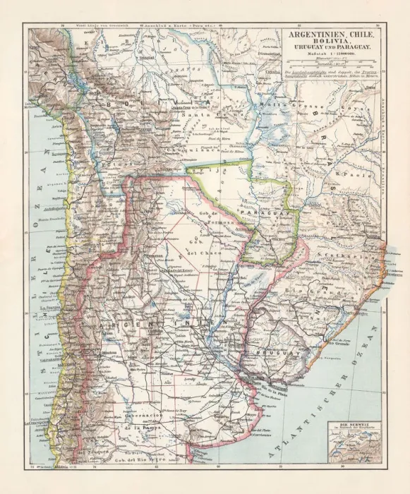 Framed Print : Argentina, Chile, Bolivia, Uruguay, and Paraguay, lithograph, published in 1897 Framed Print : Argentina, Chile, Bolivia, Uruguay, and Paraguay, lithograph, published in 1897
