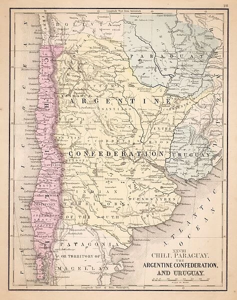 Argentina Chile Urugay map 1867