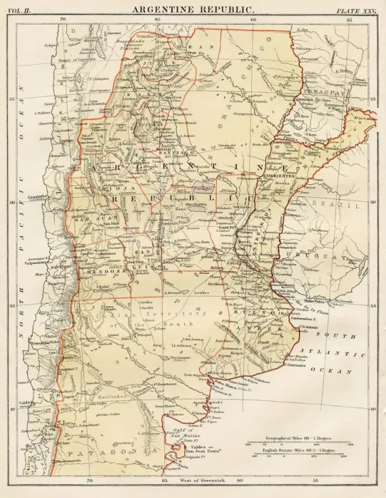 Framed Print : Argentine map 1878 Framed Print : Argentine map 1878