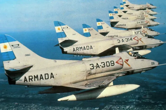 Framed Print : Argentine Super Etandard Planes in Flight 1982