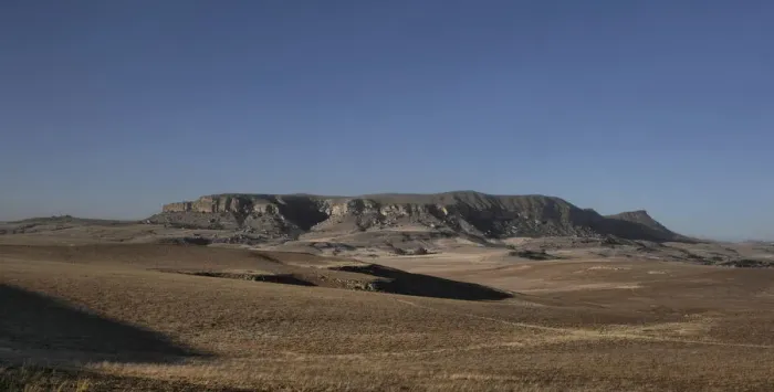 Framed Print : arid mountain landscape in Drakensberg, south Africa
