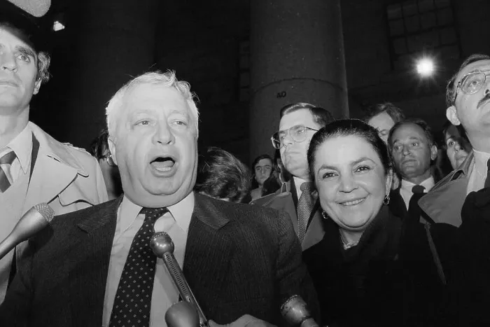 Framed Print : Ariel Sharon and Wife Speaking with Press Framed Print : Ariel Sharon and Wife Speaking with Press