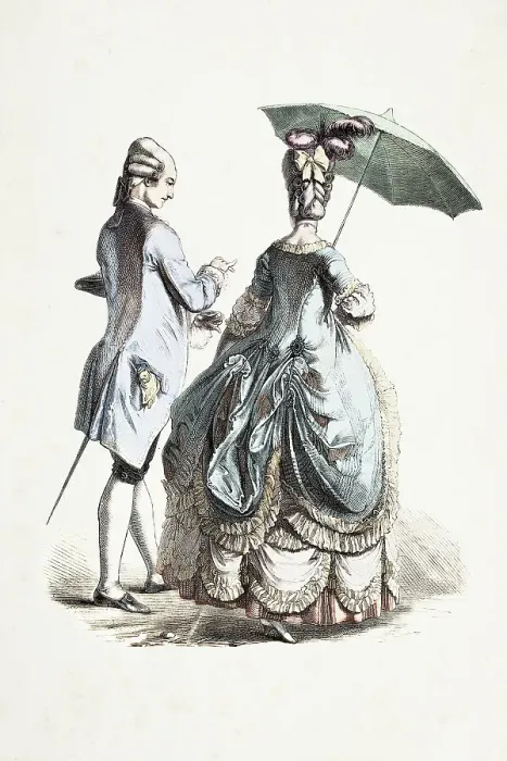 Framed Print : Aristocratic couple traditional clothing from 18th century Framed Print : Aristocratic couple traditional clothing from 18th century