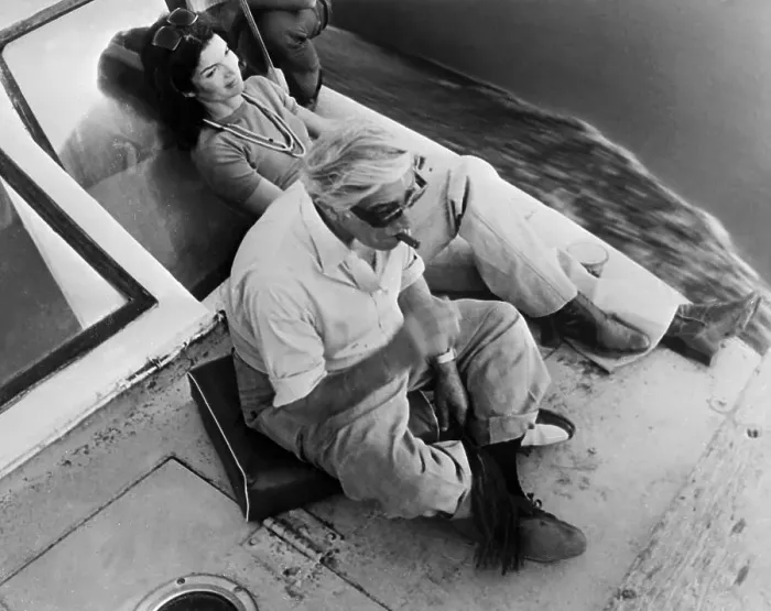 Framed Print : Aristotle Onassis and Jacqueline Onassis Riding in Boat