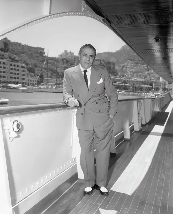 Framed Print : Aristotle Onassis Leaning on Railing of His Yacht Framed Print : Aristotle Onassis Leaning on Railing of His Yacht