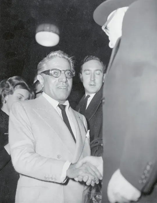 Framed Print : Aristotle Onassis Shaking Hand of English Official