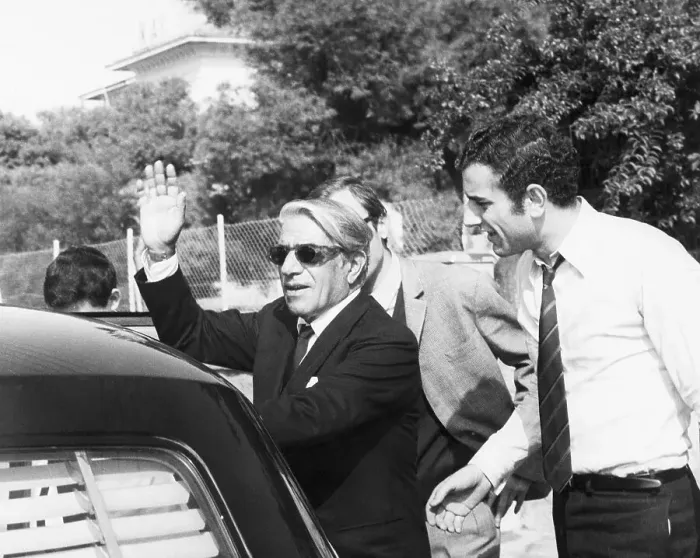 Framed Print : Aristotle Onassis Waving Near His Limousine