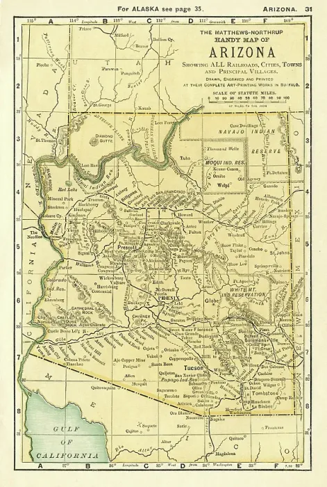 Framed Print : Arizona map 1898
