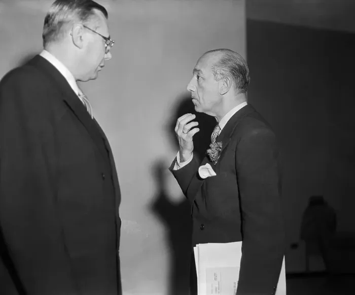 Framed Print : Arkady Sobolev Talking with Jose S. De Erice on the Subject of Peace