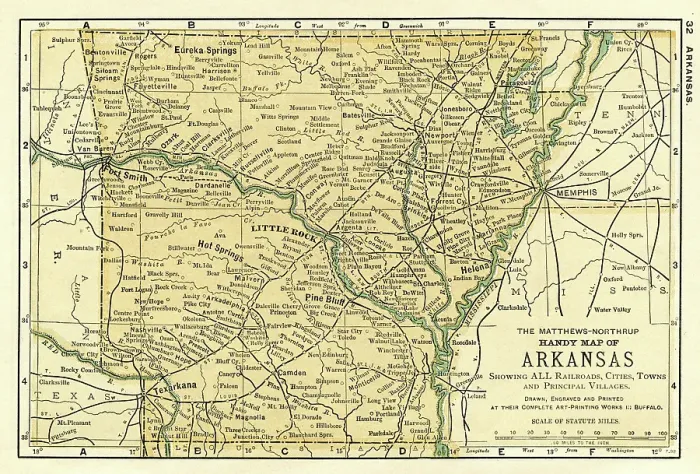 Framed Print : Arkansas map 1898 Framed Print : Arkansas map 1898