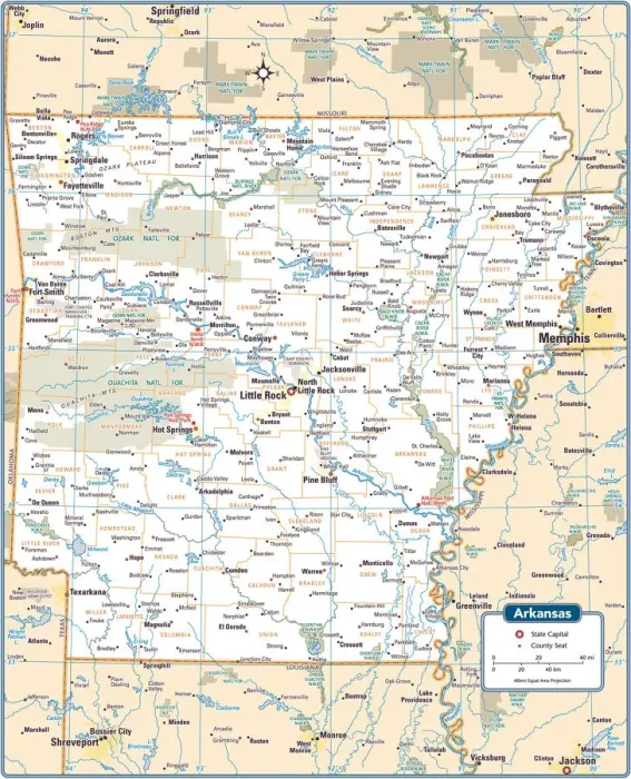 Framed Print : Arkansas State Map Framed Print : Arkansas State Map