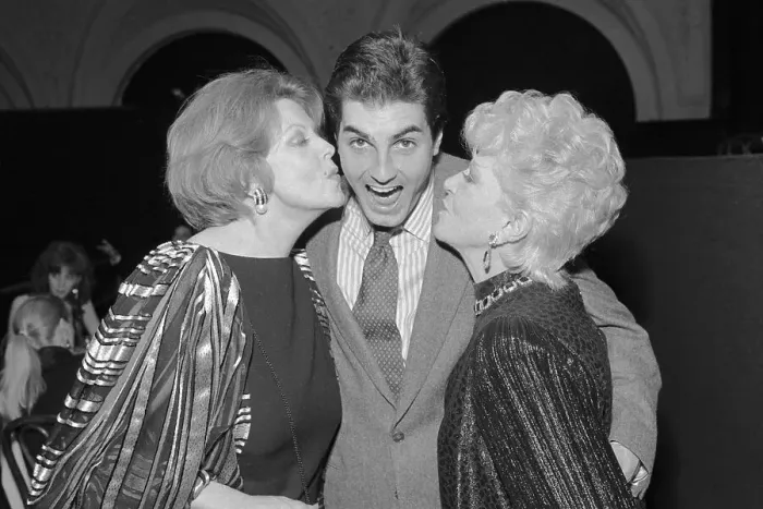 Framed Print : Arlene Dahl and Claire Trevor Kissing Tyrone Power Jr Framed Print : Arlene Dahl and Claire Trevor Kissing Tyrone Power Jr