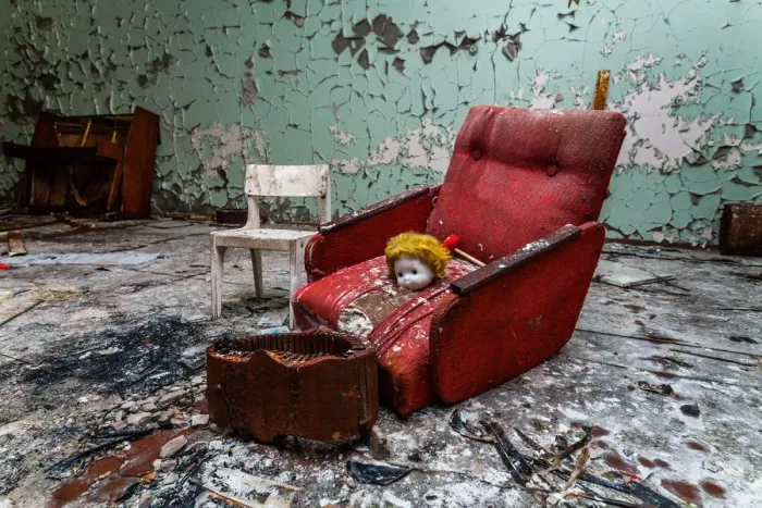 Framed Print : Armchair in a kindergarten in the Chernobyl zone. Prypiat, Ukraine