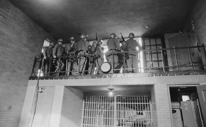 Framed Print : Armed Police in State Prison