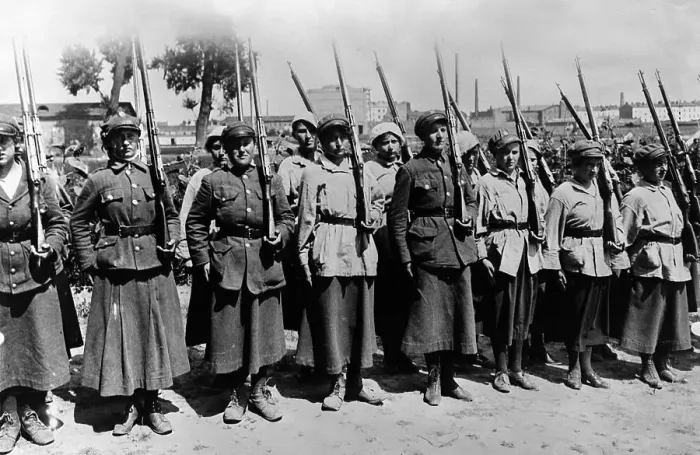 Framed Print : Armed Polish Women Standing at Attention Framed Print : Armed Polish Women Standing at Attention