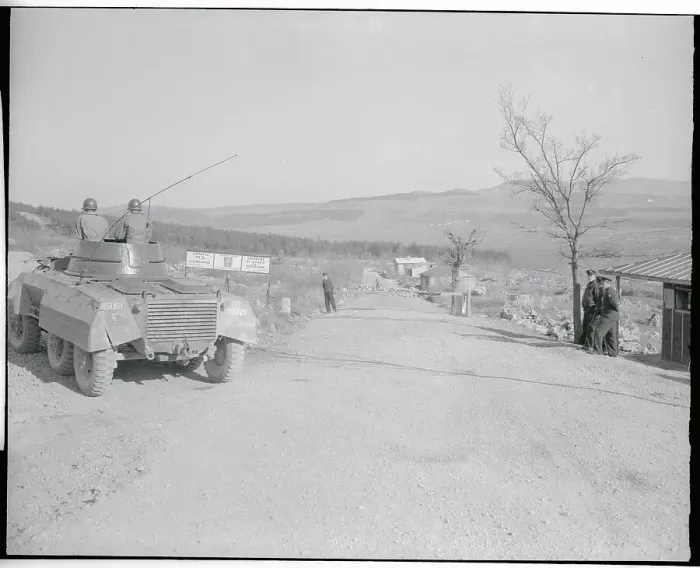 Framed Print : Armored Car Posted Near Roadside Framed Print : Armored Car Posted Near Roadside