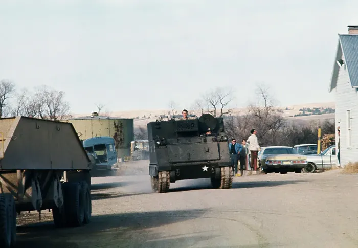 Framed Print : Armored Vehicles Arriving at Wounded Knee Standoff Framed Print : Armored Vehicles Arriving at Wounded Knee Standoff