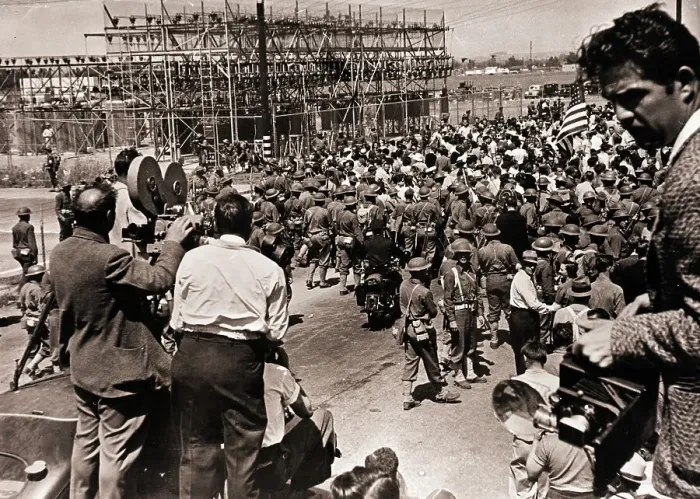 Framed Print : Army At Aviation Plant / Strike Framed Print : Army At Aviation Plant / Strike