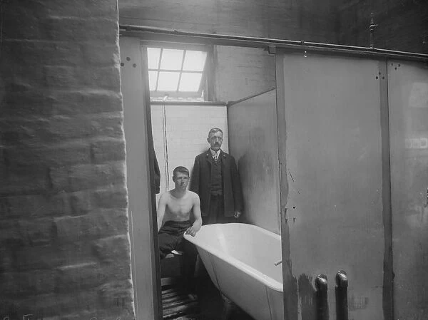 Army Bath. July 1907: A bathroom at St Georges Barracks, London
