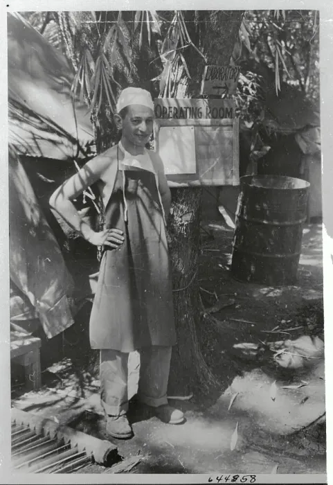 Framed Print : Army Doctor Posing Outside Makeshift Hospital Framed Print : Army Doctor Posing Outside Makeshift Hospital