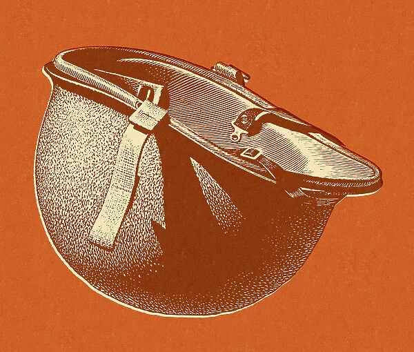 Army Helmet on Orange Background