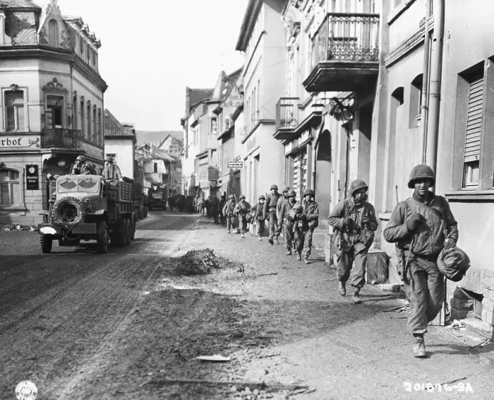Framed Print : Us Army Marches Through Remagen Framed Print : Us Army Marches Through Remagen
