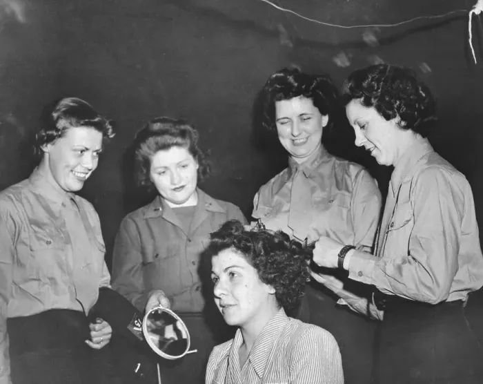 Framed Print : Army Nurses Gather to Help Bride to Be Framed Print : Army Nurses Gather to Help Bride to Be
