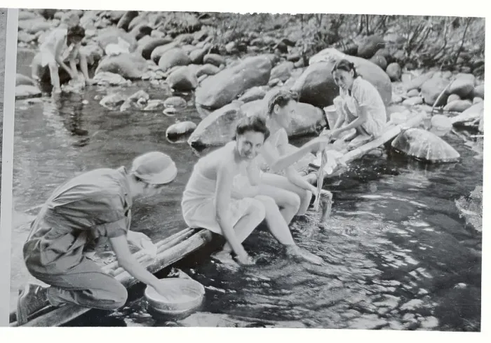 Framed Print : Army Nurses Washing Up in River Framed Print : Army Nurses Washing Up in River