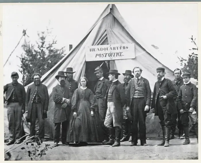 Framed Print : Army Post Office Workers Posing at Early Site Framed Print : Army Post Office Workers Posing at Early Site