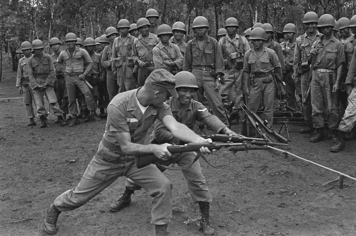 Framed Print : US Army Ranger Trains Vietnamese Corporal Framed Print : US Army Ranger Trains Vietnamese Corporal