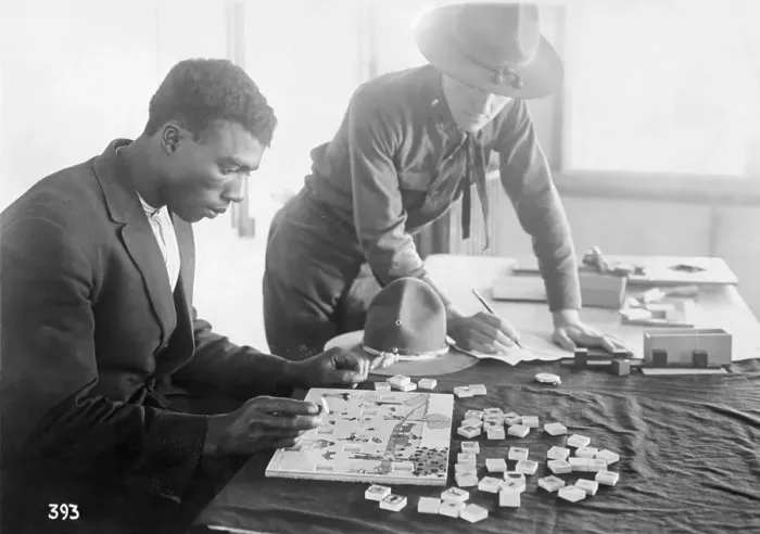Framed Print : Army Recruiter Administering IQ Test to Black Man Framed Print : Army Recruiter Administering IQ Test to Black Man