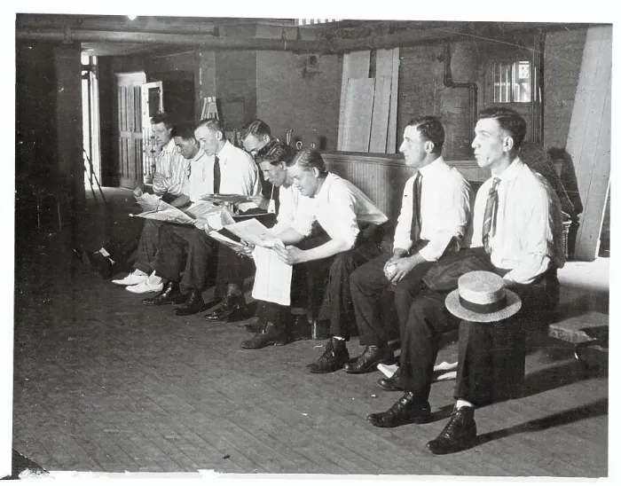 Framed Print : Army Recruits Waiting to Be Called Framed Print : Army Recruits Waiting to Be Called