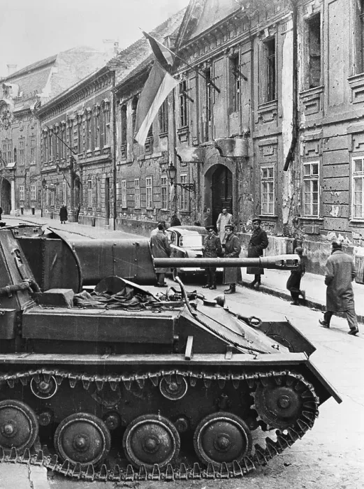 Framed Print : Army Tank and Soldiers in Front of Residence Framed Print : Army Tank and Soldiers in Front of Residence