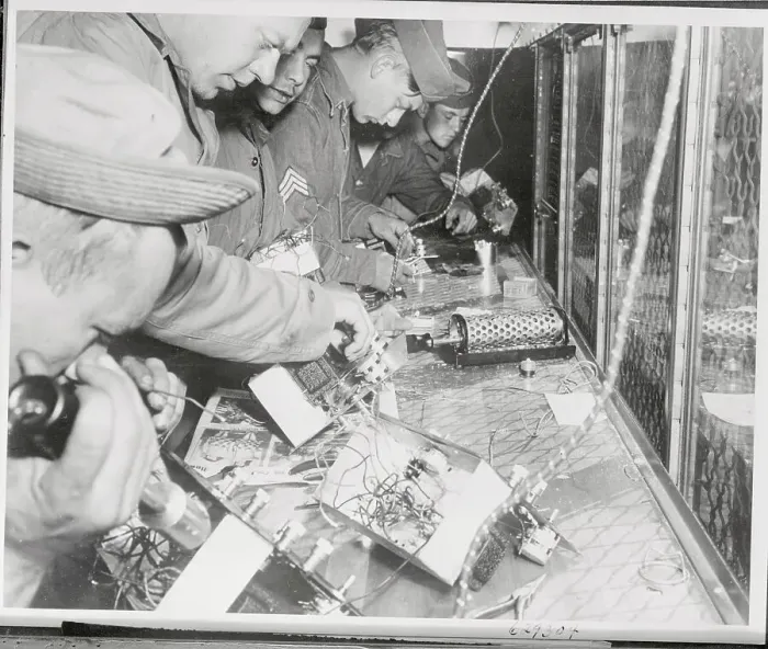 Framed Print : Army Technicians Repairing Radios Framed Print : Army Technicians Repairing Radios