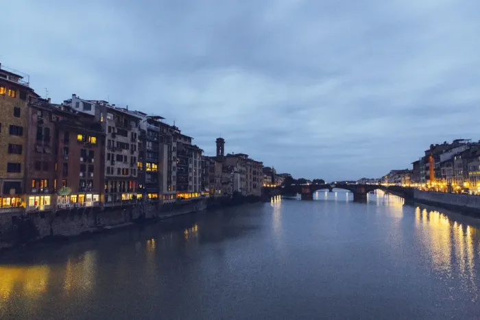 Framed Print : Arno River at night, Florence, Italy