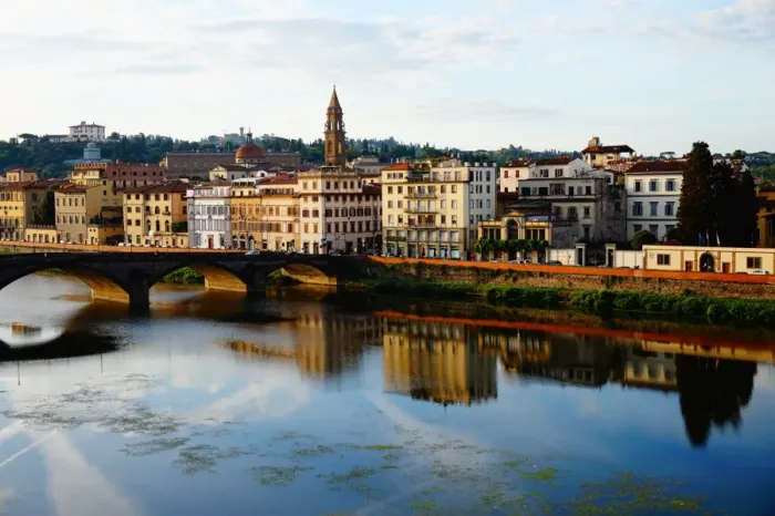 Framed Print : Arno River and Ponte alla Carraia, Florence, Colourful, Italy Framed Print : Arno River and Ponte alla Carraia, Florence, Colourful, Italy