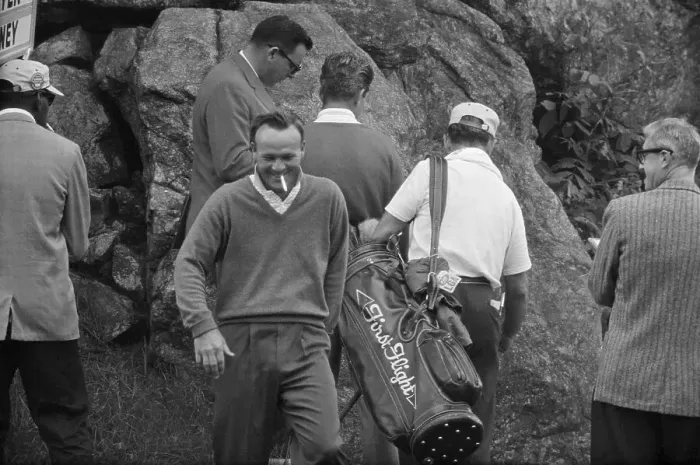 Framed Print : Arnold Palmer Laughing at Gary Player's Predicament Framed Print : Arnold Palmer Laughing at Gary Player's Predicament