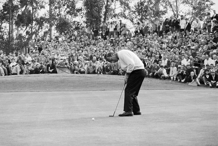 Framed Print : Arnold Palmer in Position to Putt Golf Ball Framed Print : Arnold Palmer in Position to Putt Golf Ball