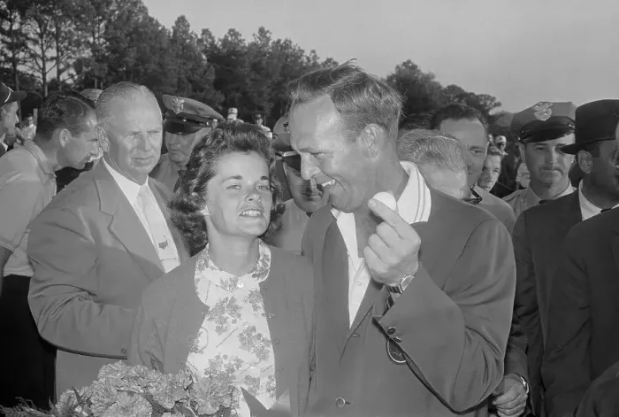 Framed Print : Arnold Palmer Showing Ball to Wife Framed Print : Arnold Palmer Showing Ball to Wife