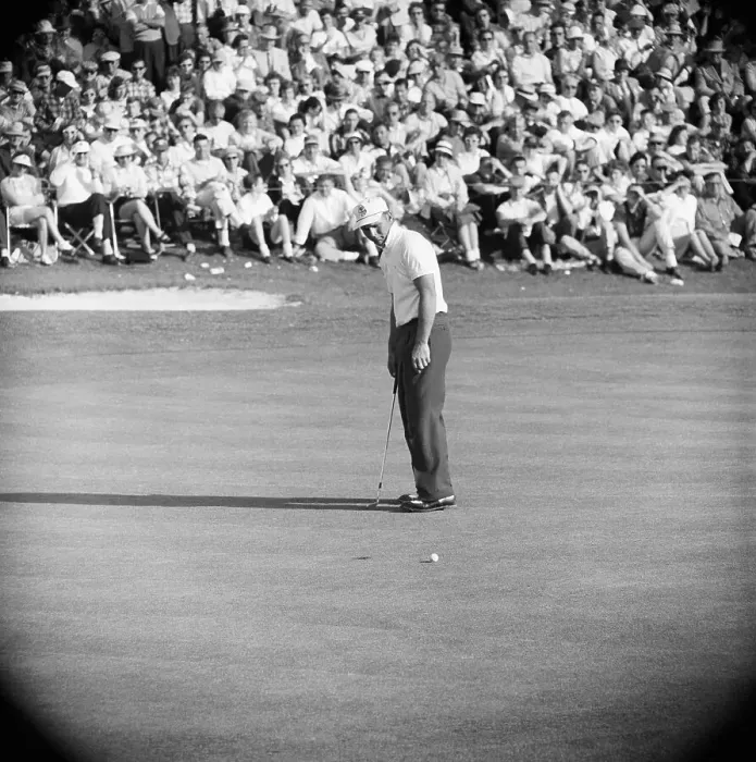 Framed Print : Arnold Palmer Watches Putt at Masters Framed Print : Arnold Palmer Watches Putt at Masters