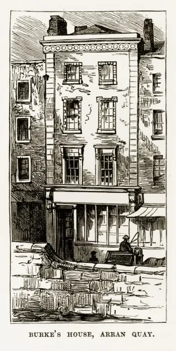 Framed Print : Arran Quay, Home of Edmund Burke, Dublin, Ireland Victorian Engraving, Circa 1840