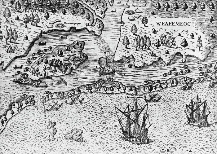 Framed Print : Detail of The Arrival of the Englishmen in Virginia by Theodor de Bry Framed Print : Detail of The Arrival of the Englishmen in Virginia by Theodor de Bry