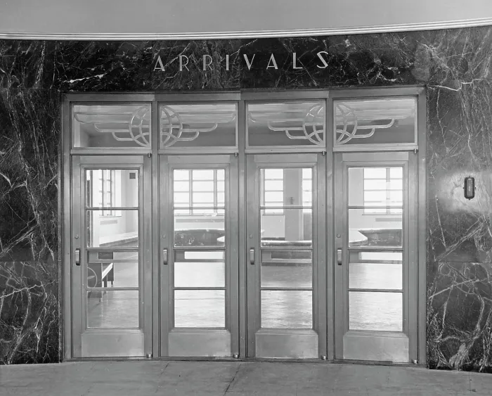 Framed Print : Arrivals Lounge, New York Municipal Airport