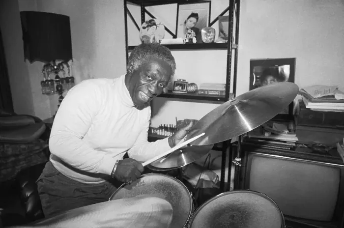 Framed Print : Art Blakey Practicing Drums
