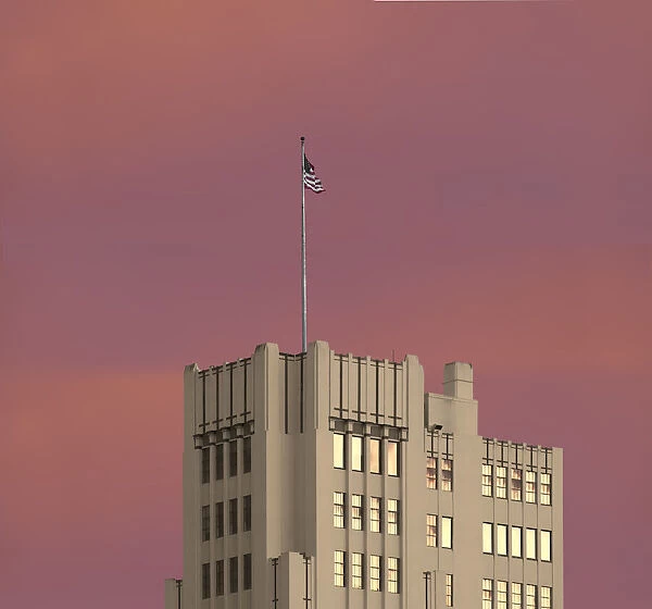 Art Deco Architecture At Sunset