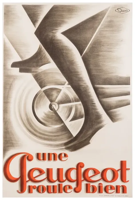 Framed Print : Art Deco Peugeot Poster