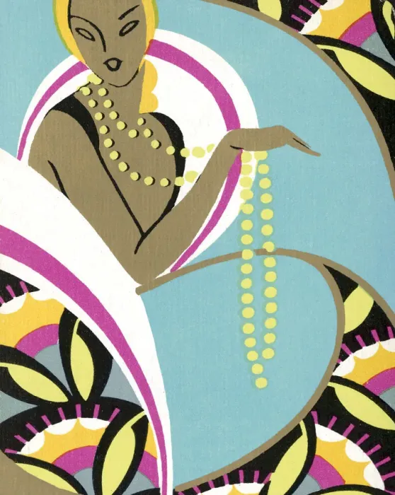 Framed Print : Art Deco Woman With Long Necklace Framed Print : Art Deco Woman With Long Necklace