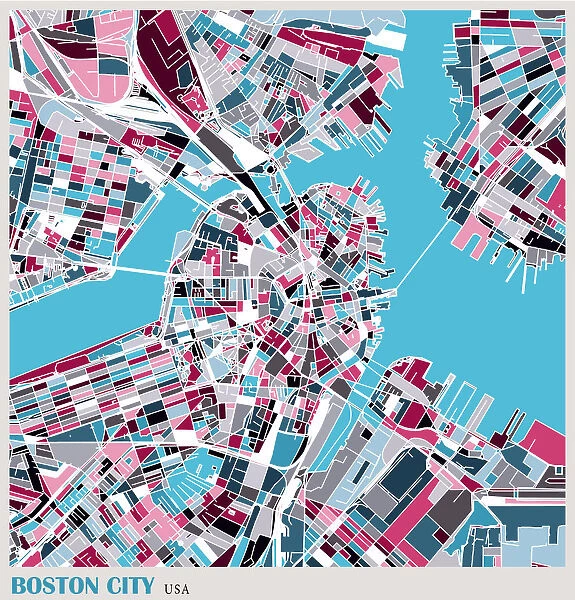art illustration of boston city map