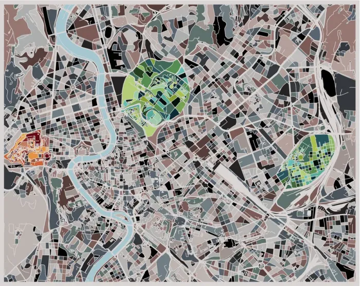 Framed Print : art illustration map of Roma city Framed Print : art illustration map of Roma city