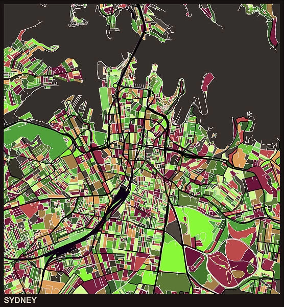 art illustration map of Sydney city